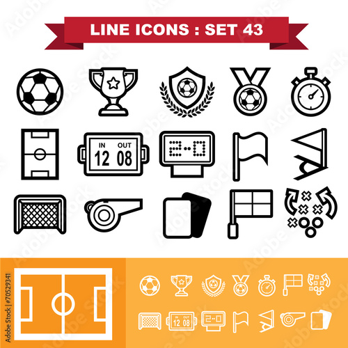 Soccer football  Line icons set 43