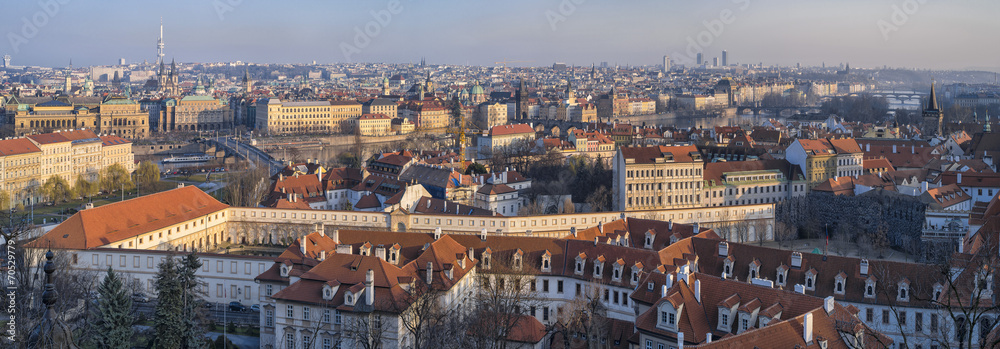 view to Prague from hills
