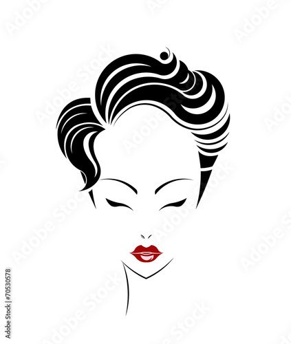 Short hair style icon  logo women face