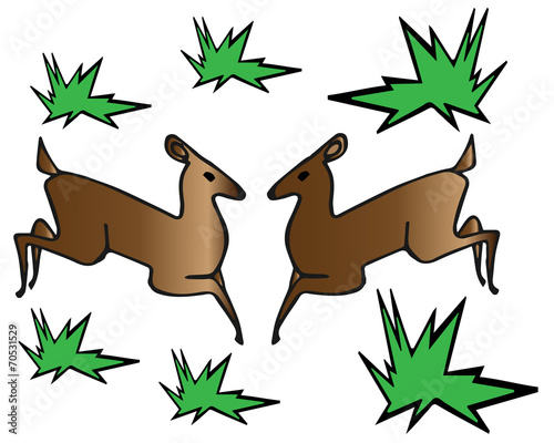 silhouette of the sketch of roe deer
