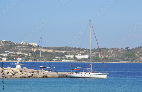 Sailing yacht in sea