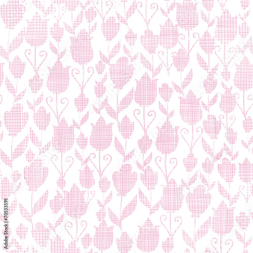 Pink textile tulips texture seamless pattern background