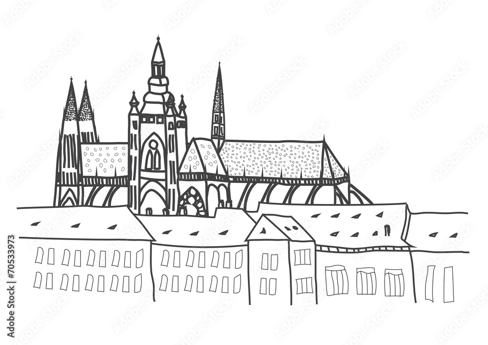 Prague castle drawing