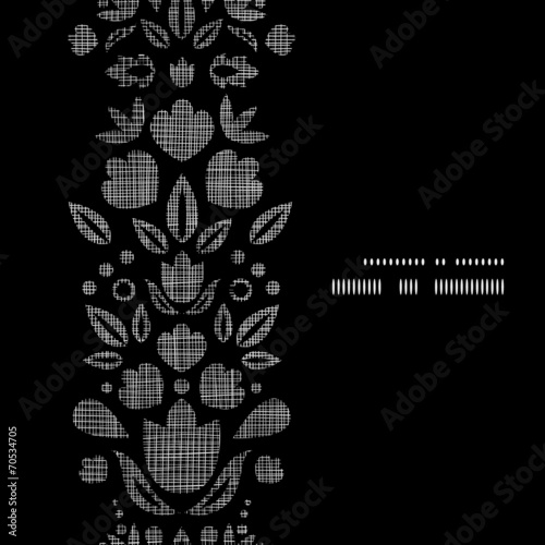 Vector abstract black lace ornamental tulips textile vertical