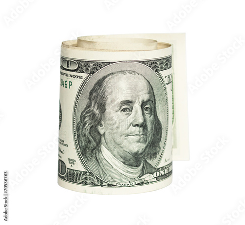 rolled one Dolar bill