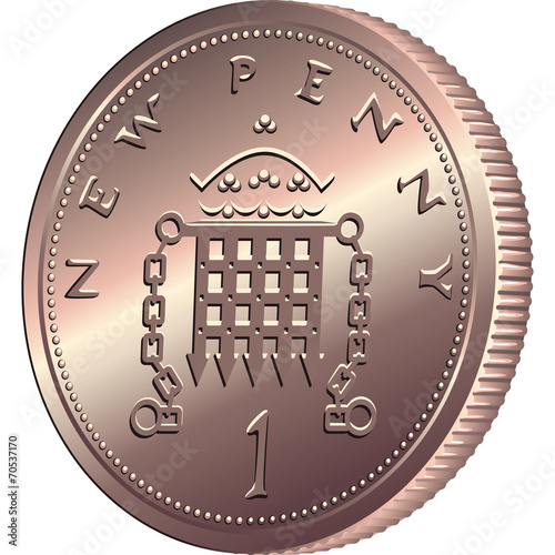 vector British money, coin one pens