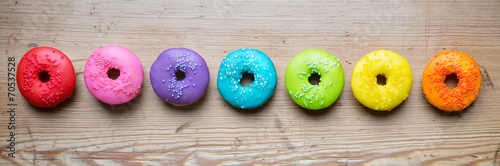 Row of colorful donuts