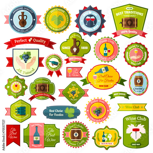 Wine label set flat