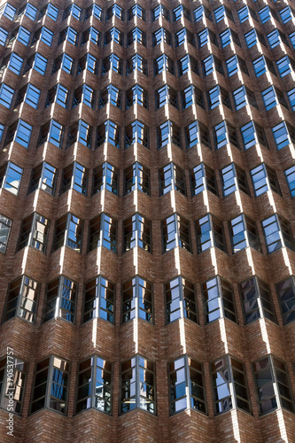 Rhythmic facade  windows  brick. Sydney.