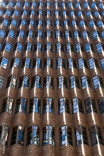 Rhythmic facade, windows, brick. Sydney.