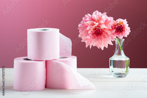 Toilet paper on the table photo