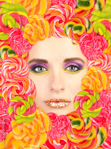 Woman beauty face with swee...