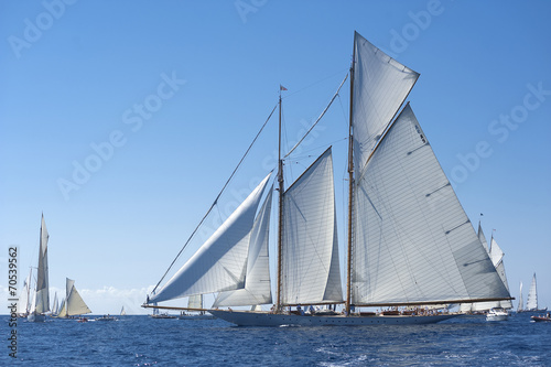 Ancient sailing boat during a regatta at the Panerai Classic Yac