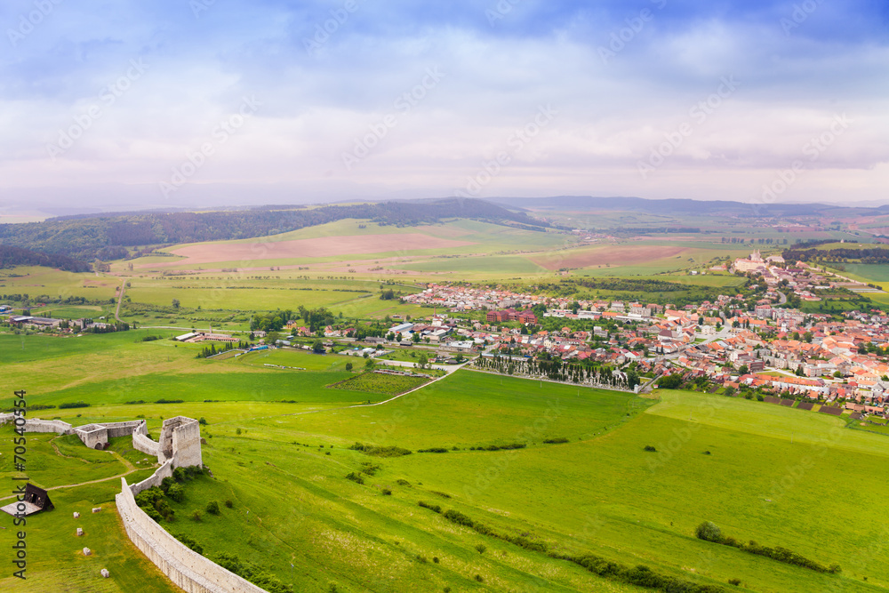 Spissky hrad village and castle fortifications