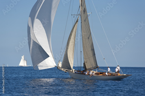 Ancient sailing boat during a regatta at the Panerai Classic Yac