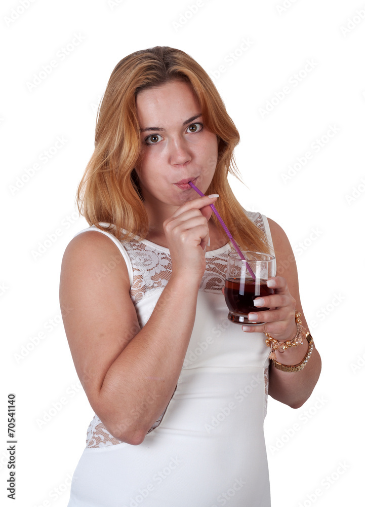 Young sexy woman drinking with a straw Young sexy woman drinking with a straw