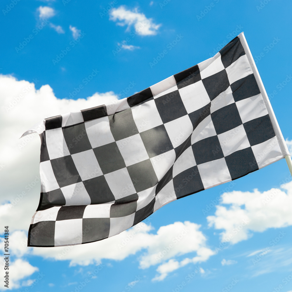 Checkered flag waving in the wind - 1 to 1 ratio