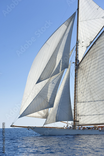 Ancient sailing boat during a regatta at the Panerai Classic Yac