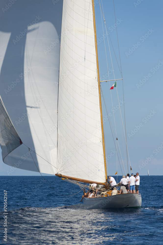 Ancient sailing boat during a regatta at the Panerai Classic Yac Ancient sailing boat during a regatta at the Panerai Classic Yac