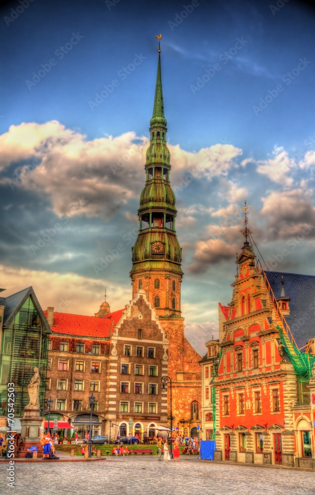 View of St. Peter Church in Riga, Latvia
