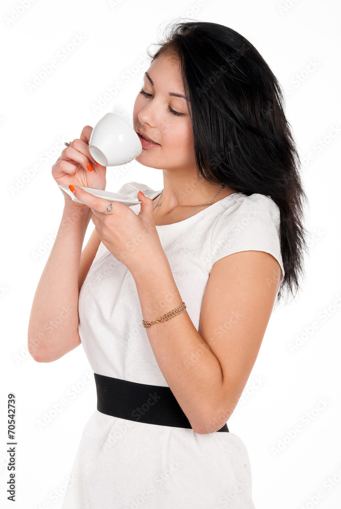attractive brunette with cup of coffee attractive brunette with cup of coffee