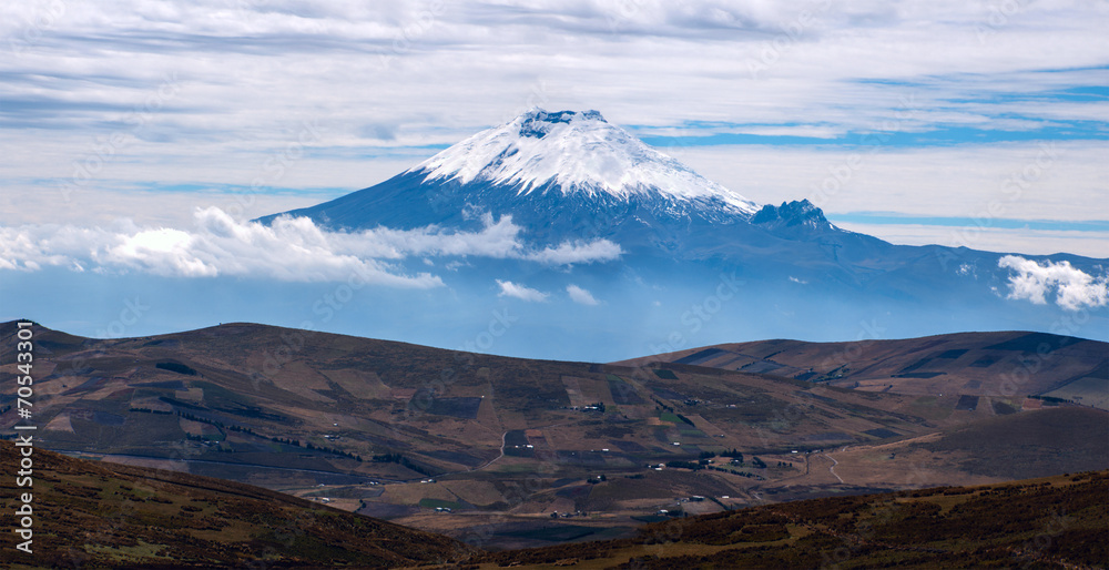 Cotopaxi volcano over the plateau, Andean Highlands of Ecuador
