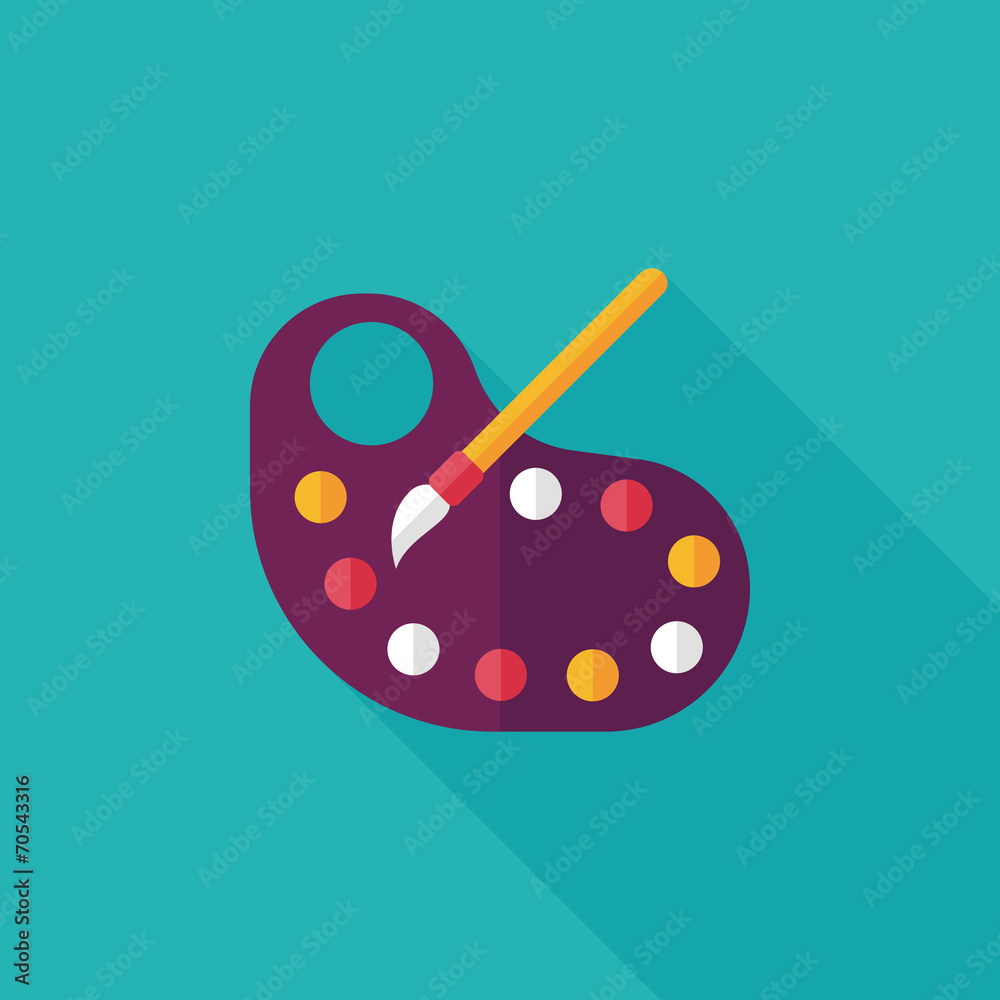 Art palette with paint brush flat icon with long shadow,eps 10 Art palette with paint brush flat icon with long shadow,eps 10