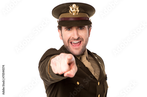 Fototapet Military serviceman pointing you out
