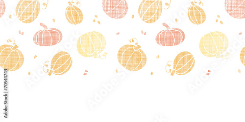 Vector thanksgiving pumpkins textile horizontal border seamless