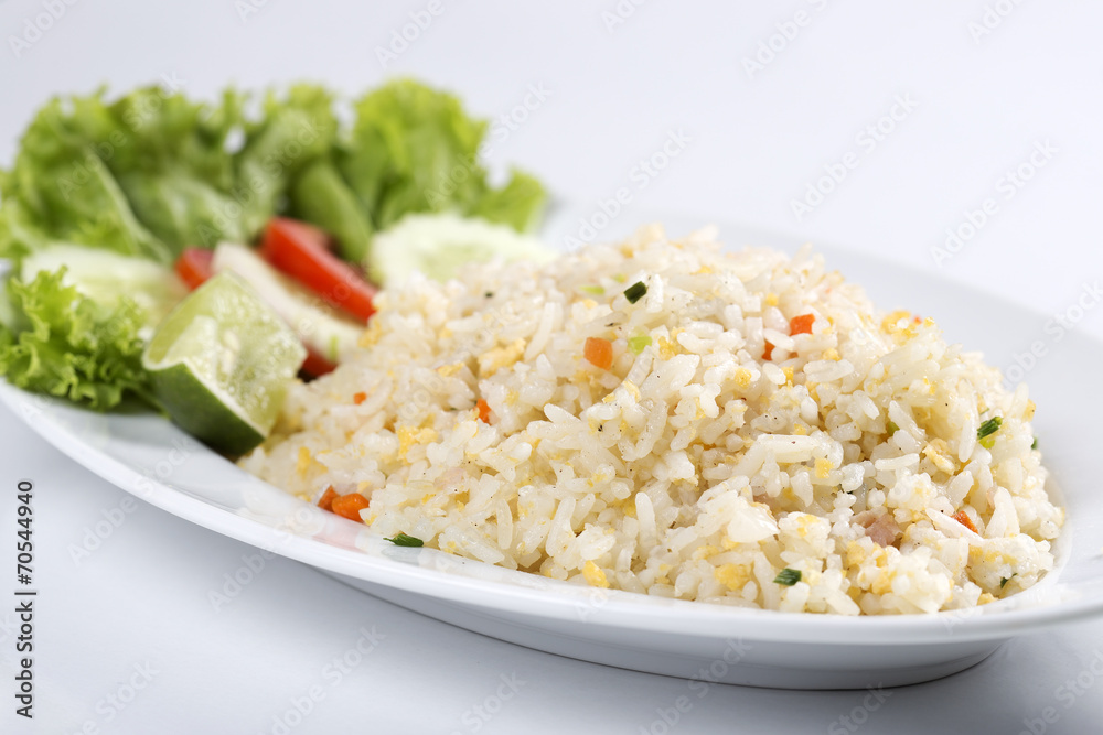 Fried rice with crab on the plate
