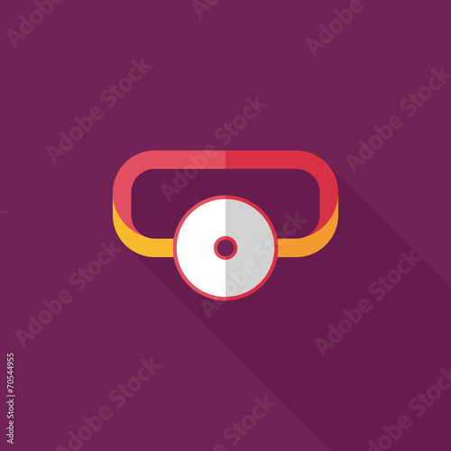 Doctor head mirror flat icon with long shadow