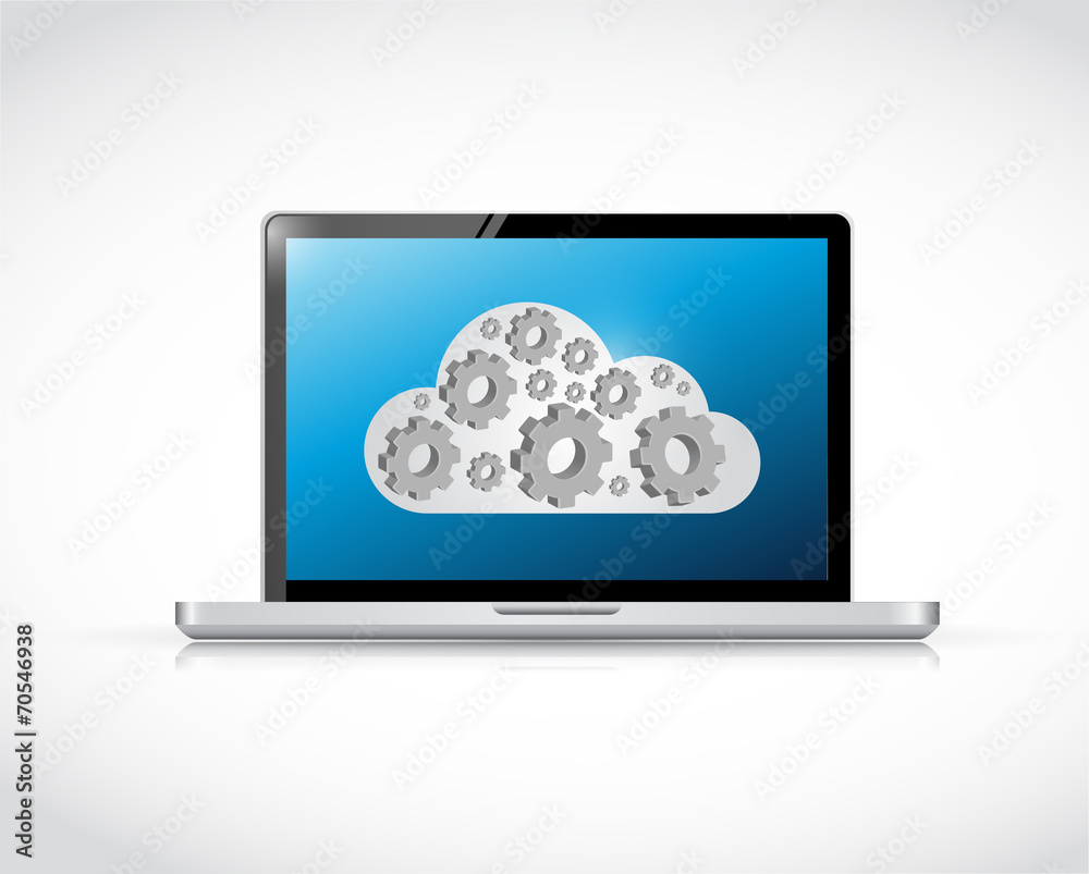 gear cloud computing laptop illustration design gear cloud computing laptop illustration design