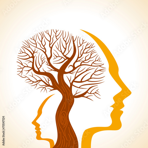 Vector Man with a tree landscape within his silhouette