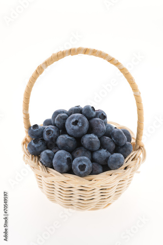 Blueberry basket isolated on white