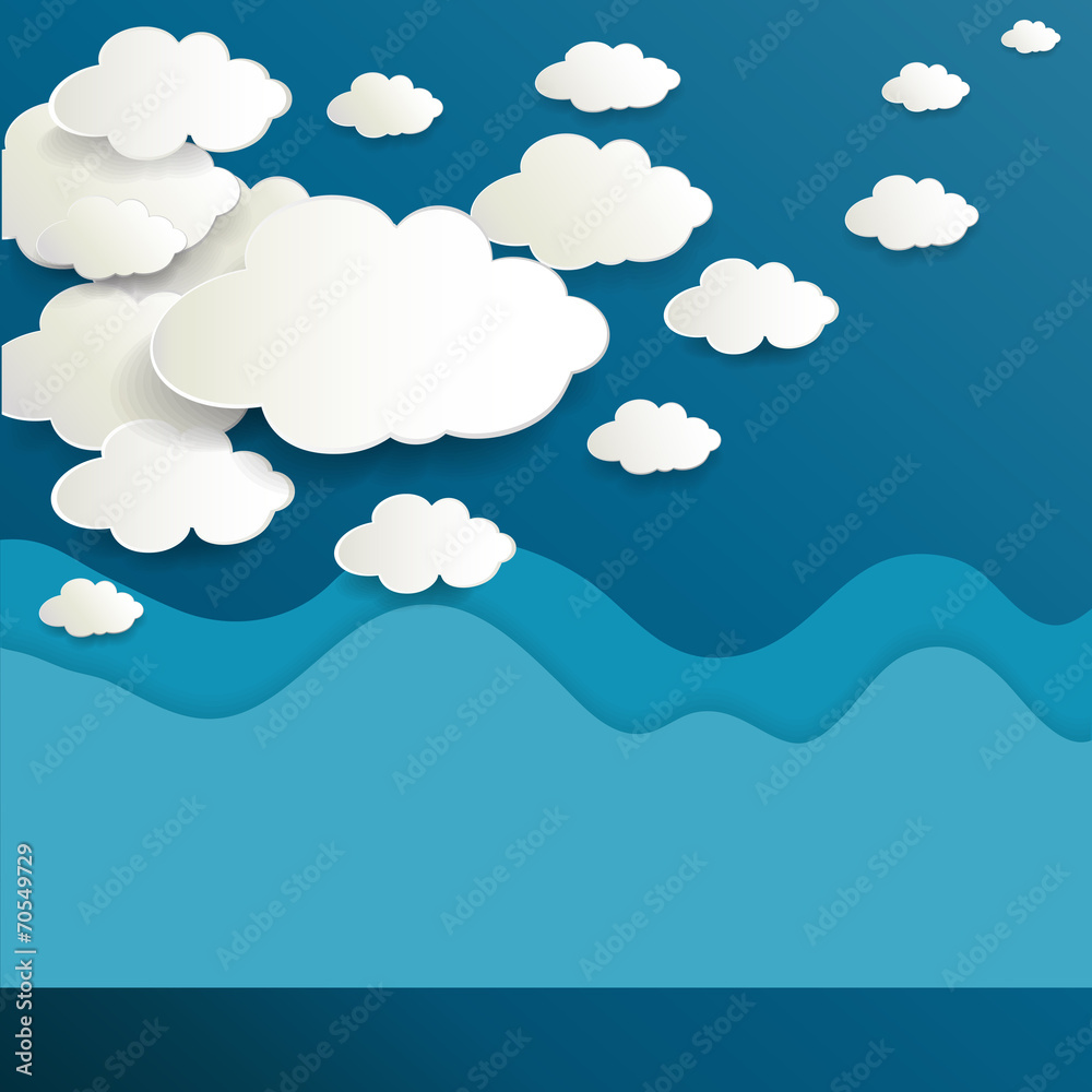 White paper clouds design on blue sky background. White paper clouds design on blue sky background.