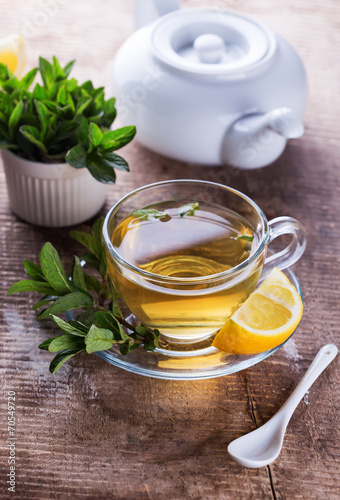 Fresh herbal tea with mint
