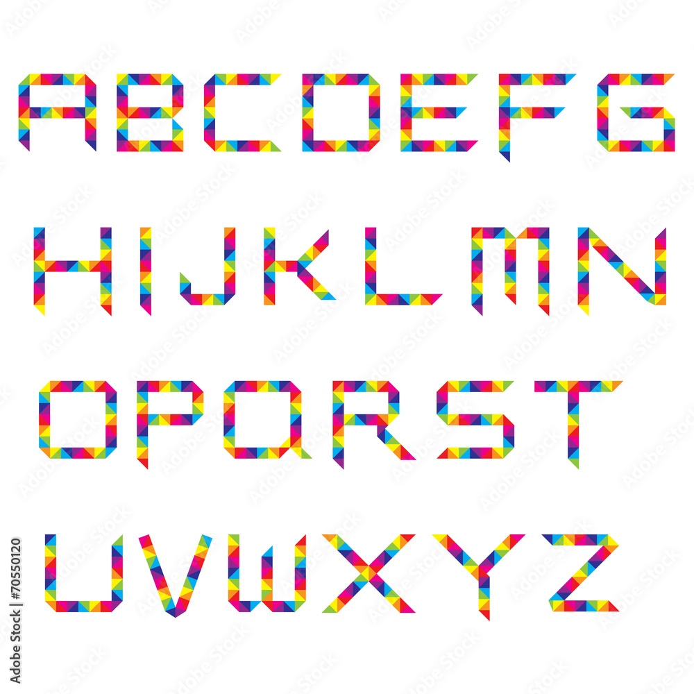 Set of Rainbow Spectrum Crystal Font