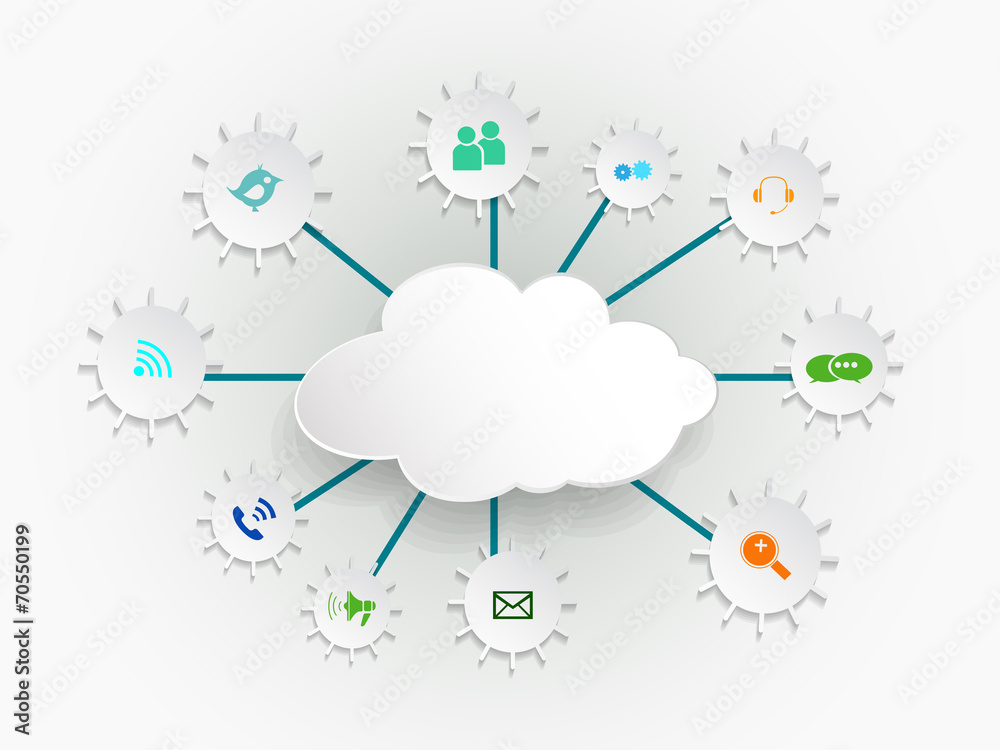 Cloud computing concept with icons.