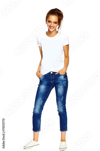 beautiful lifestyle young woman model in casual cloth