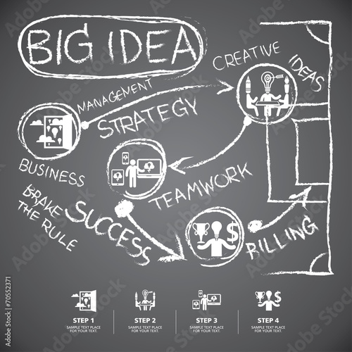 info graphic Template hand drawn elements on blackboard