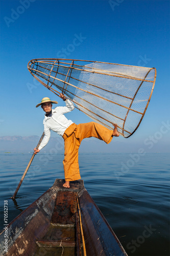 Traditional Burmese fisherman in Myanmar