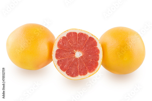Two grapefruit and grapefruit slice