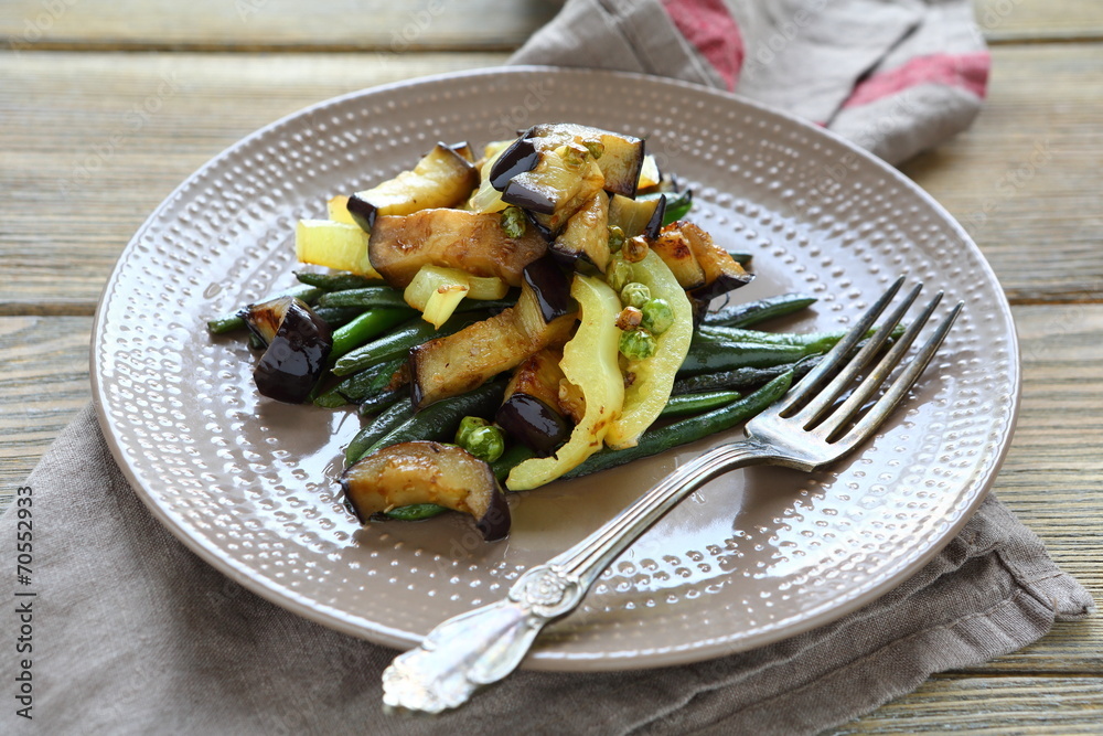 roasted vegetables - eggplant, peppers, green beans roasted vegetables - eggplant, peppers, green beans