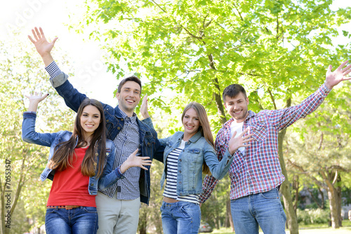 Happy friends in park