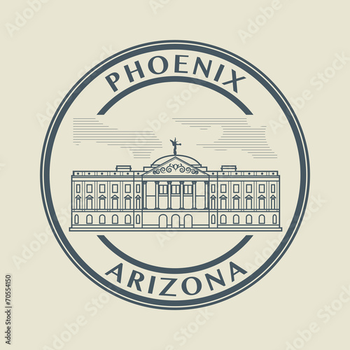 Stamp with name of Arizona, Phoenix, vector