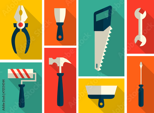 Set of flat construction tools