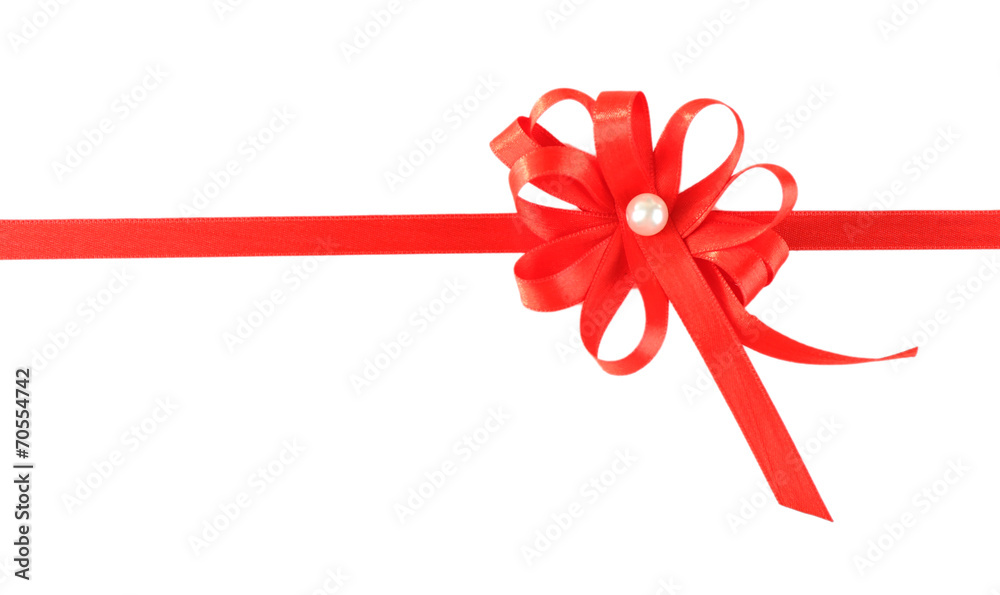 Red ribbon and red bow isolated on white Red ribbon and red bow isolated on white
