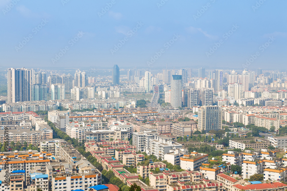 Fototapeta premium mianyang,china, city panorama with blue sky
