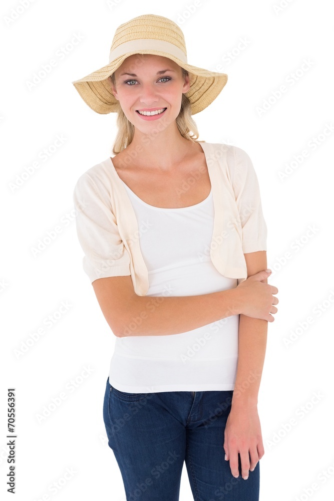 Portrait of attractive young woman wearing hat Portrait of attractive young woman wearing hat