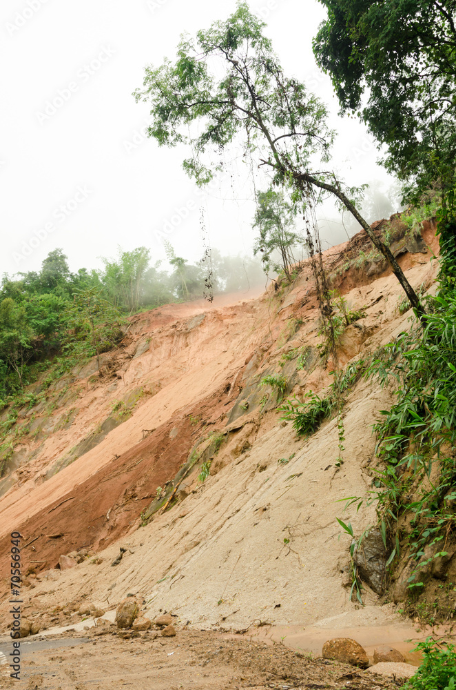 Natural disasters landslides during the rainy season in Thailand